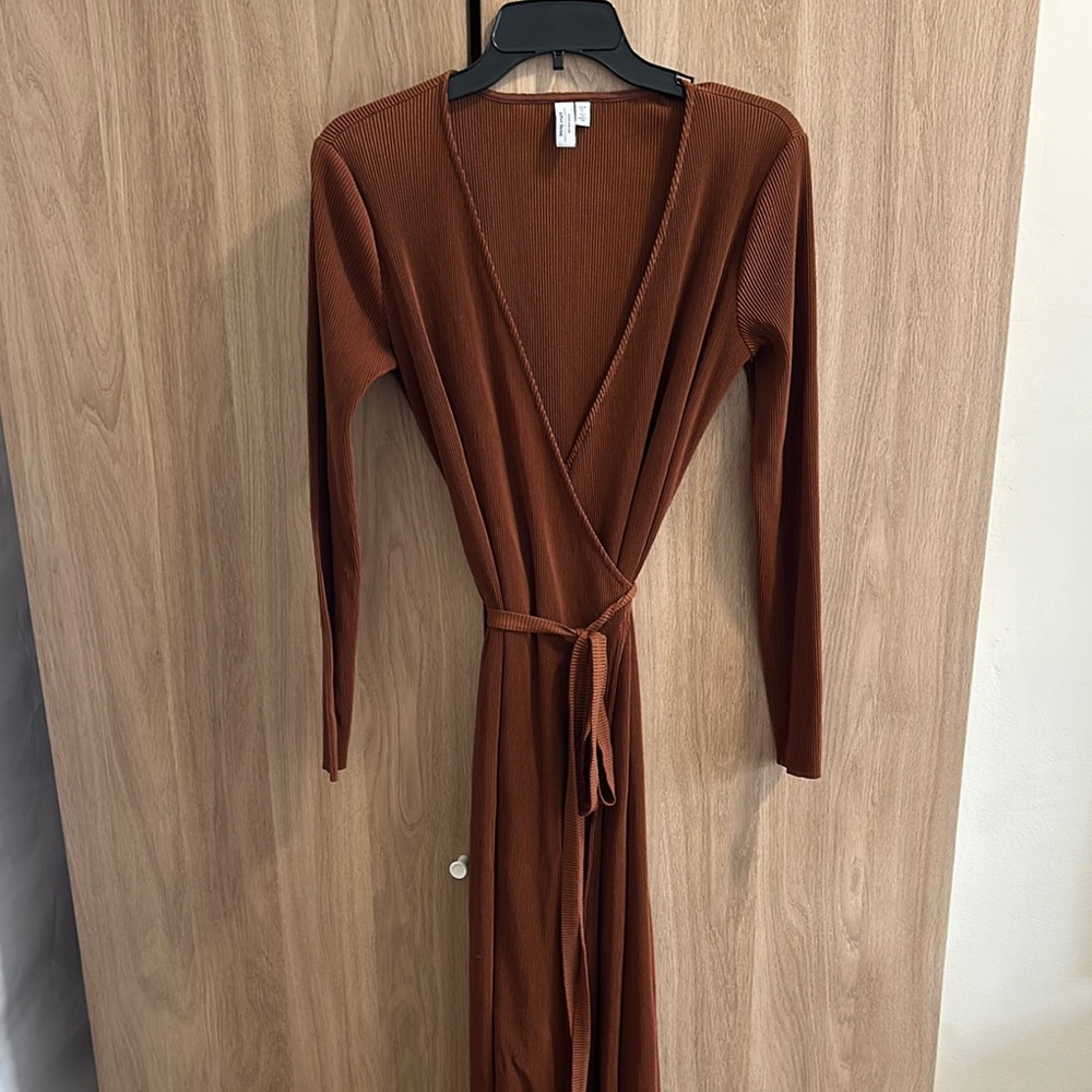 Elegant Brown Wrap Dress